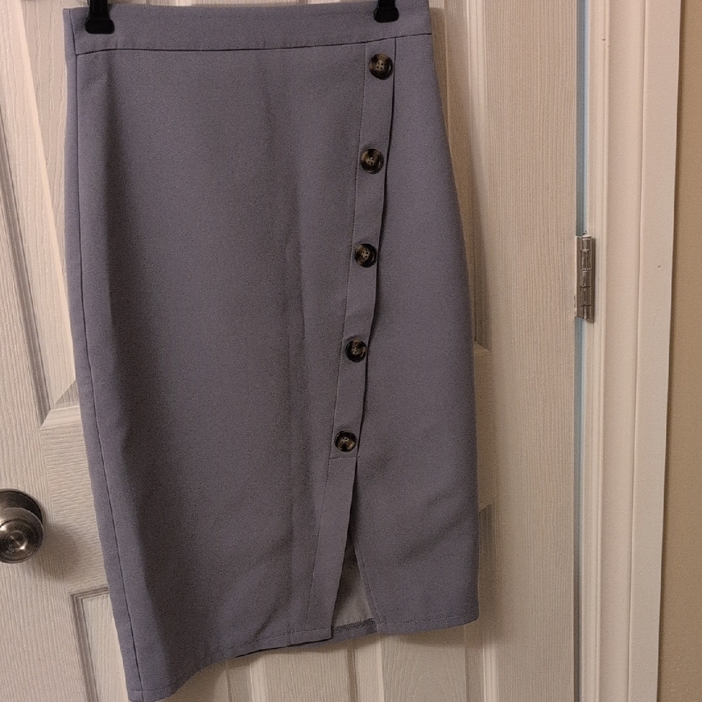 Gray Pencil Skirt Size Medium With Button Front Details